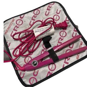 CROC Mini Pink Hair Straightener with Heat Protect Mat
